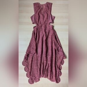 ASOS Women's Embroidered Cut Out Dress in Dusty Rose Lace